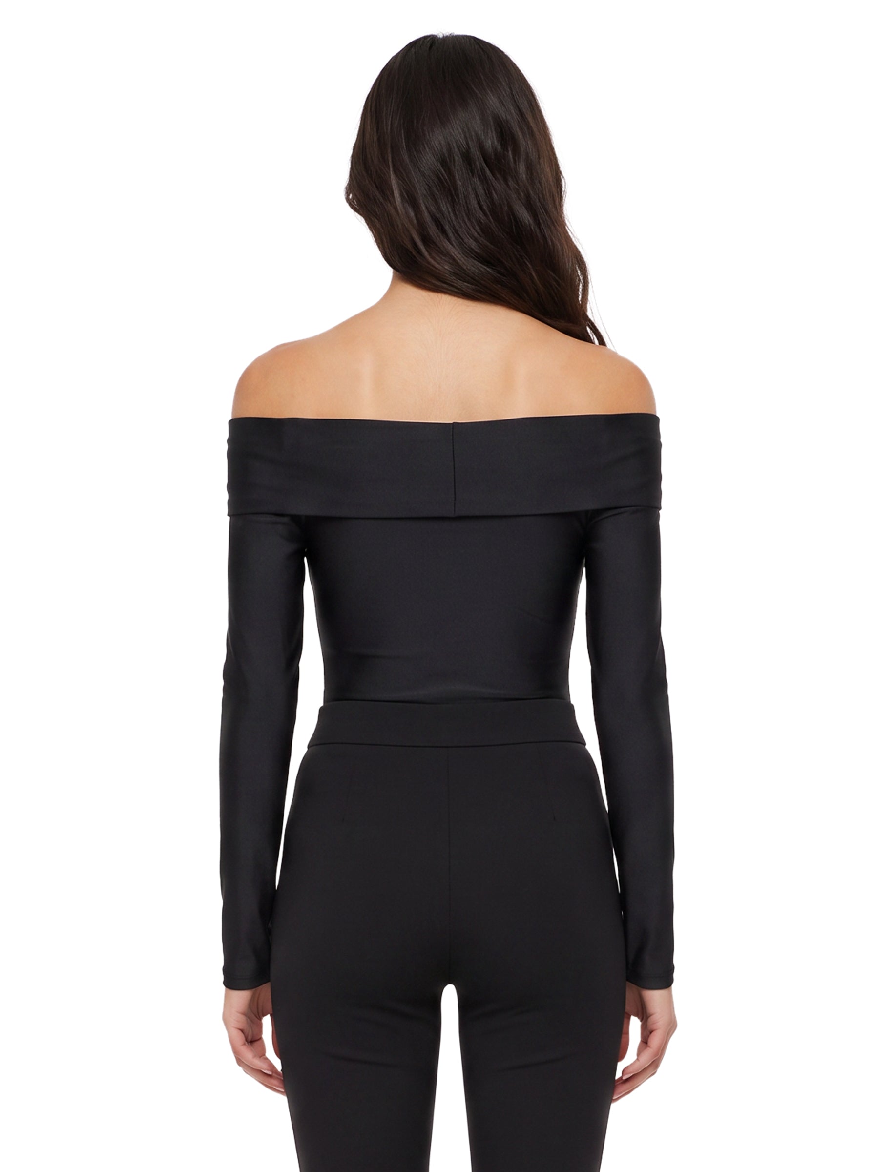 Body senza spalline a maniche lunghe Kendall in nero 