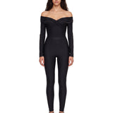 Body senza spalline a maniche lunghe Kendall in nero 