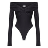 Body senza spalline a maniche lunghe Kendall in nero 