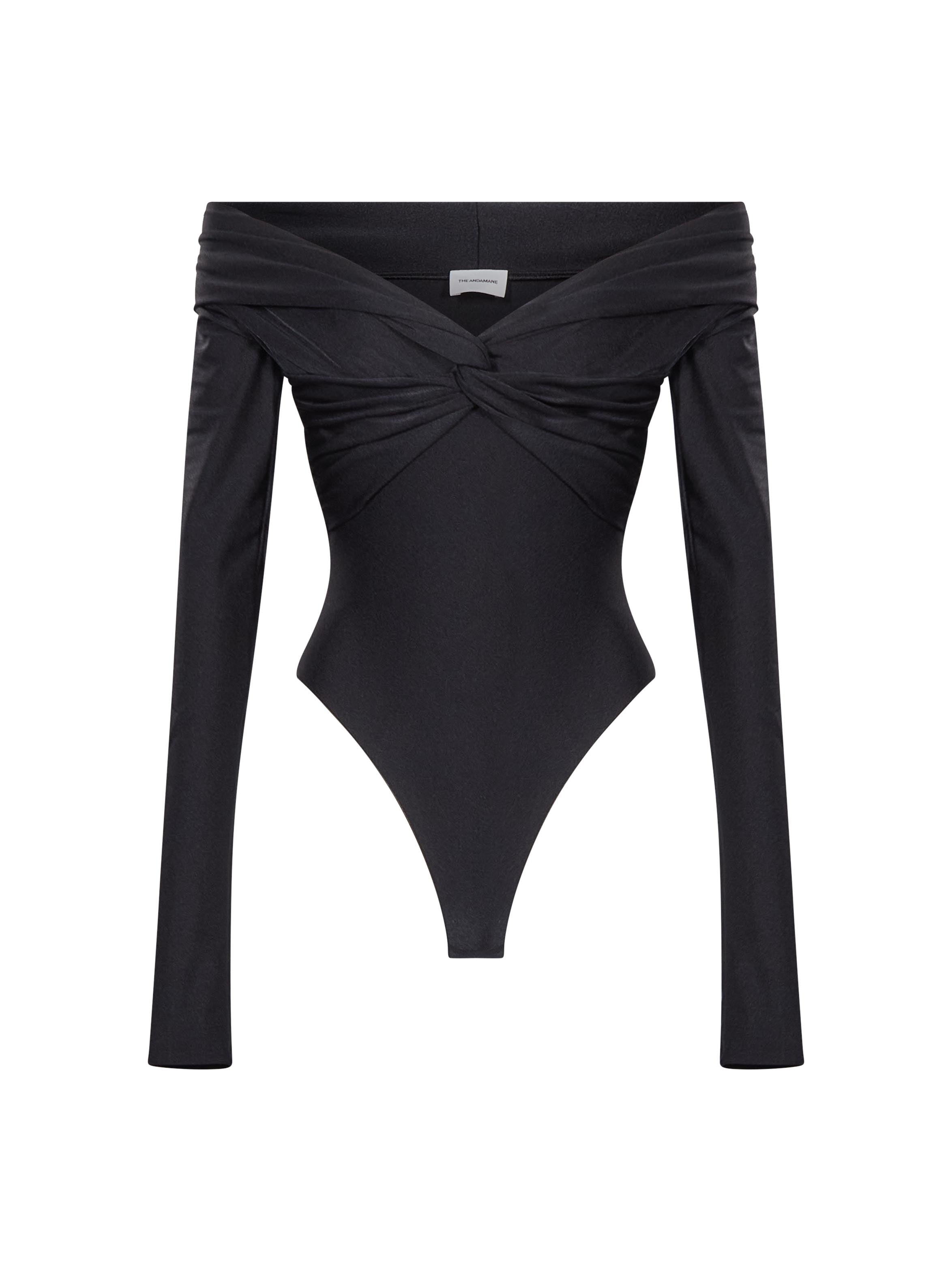 Body senza spalline a maniche lunghe Kendall in nero 
