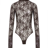 Body in pizzo a collo alto Ziggy in marrone 