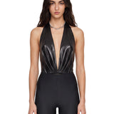 Body con scollo profondo a V Zendaya in nero 