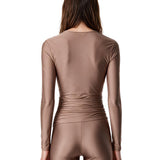 Body Zelda con scollo a V in beige 