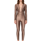 Body Zelda con scollo a V in beige 