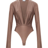 Body Zelda con scollo a V in beige 
