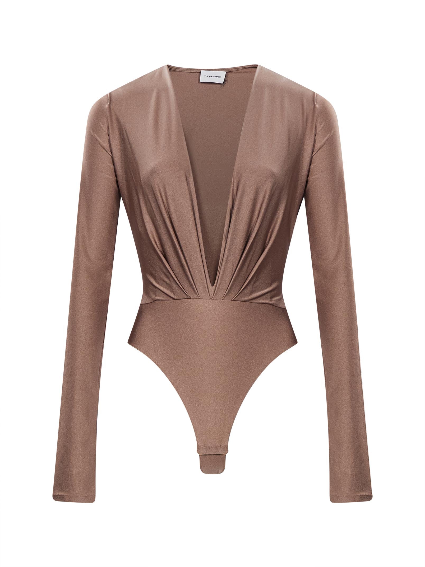Body Zelda con scollo a V in beige 