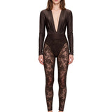Body Zelda con scollo a V in marrone 