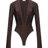 Body Zelda con scollo a V in marrone 
