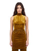 Body con scollo all'americana effetto velluto in giallo