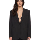 Giacca oversize a righe Guia in nero 