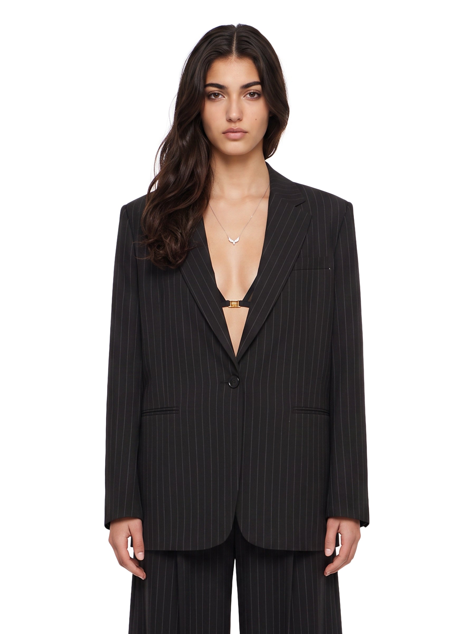 Giacca oversize a righe Guia in nero 