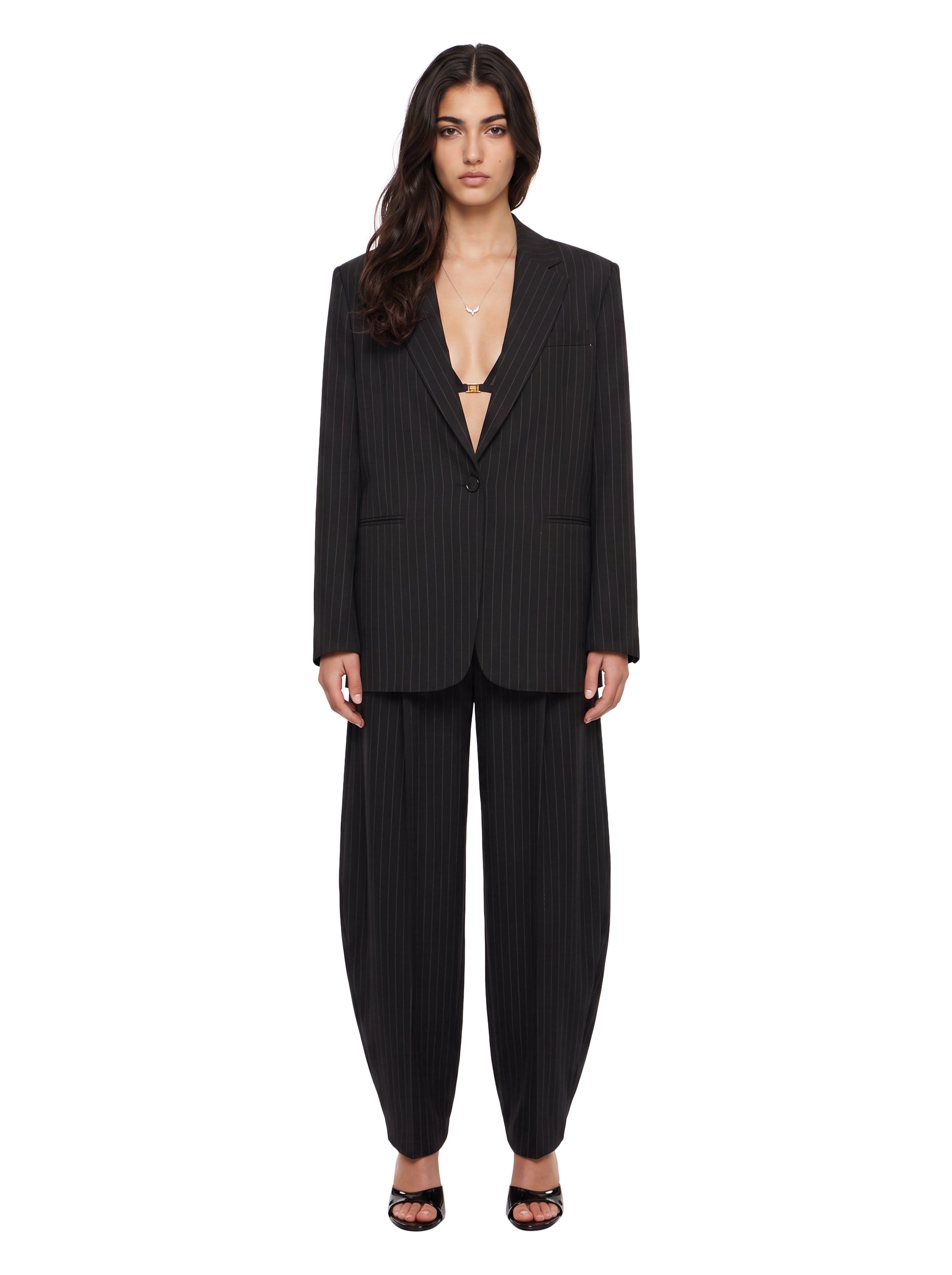 Giacca oversize a righe Guia in nero 