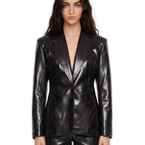 Giacca monopetto Toni in eco pelle nera 