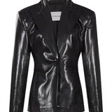 Giacca monopetto Toni in eco pelle nera 