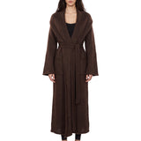 Cardigan Vika lungo in lana marrone 
