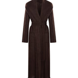Cardigan Vika lungo in lana marrone 