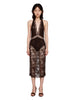 Abito midi Floria in pizzo marrone