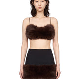 Bralette corta in ecopelliccia marrone 