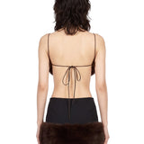 Bralette corta in ecopelliccia marrone 