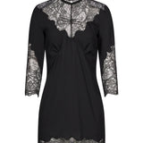 Abito mini con inserti in pizzo in nero 