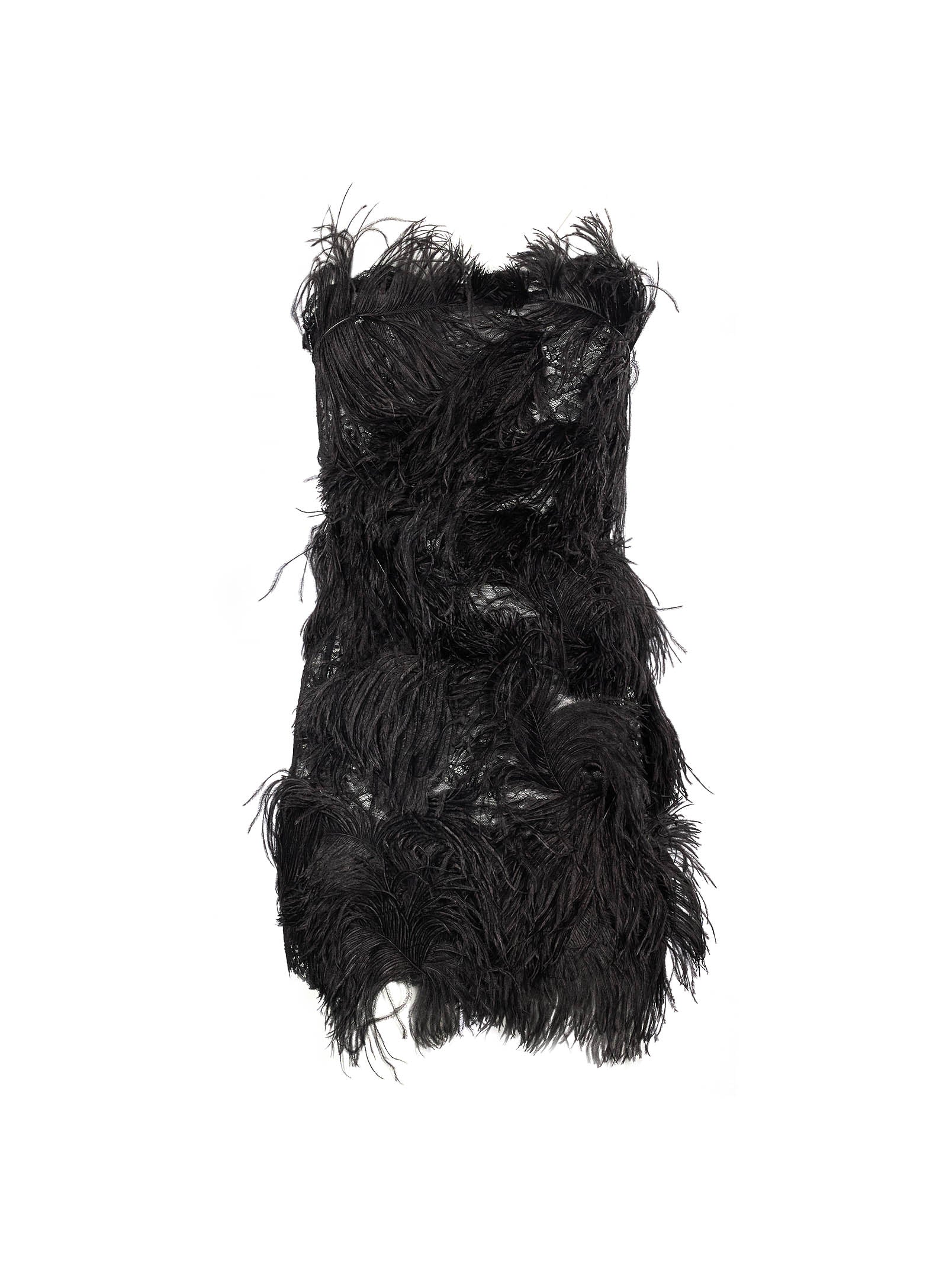 Mini abito piume in nero 