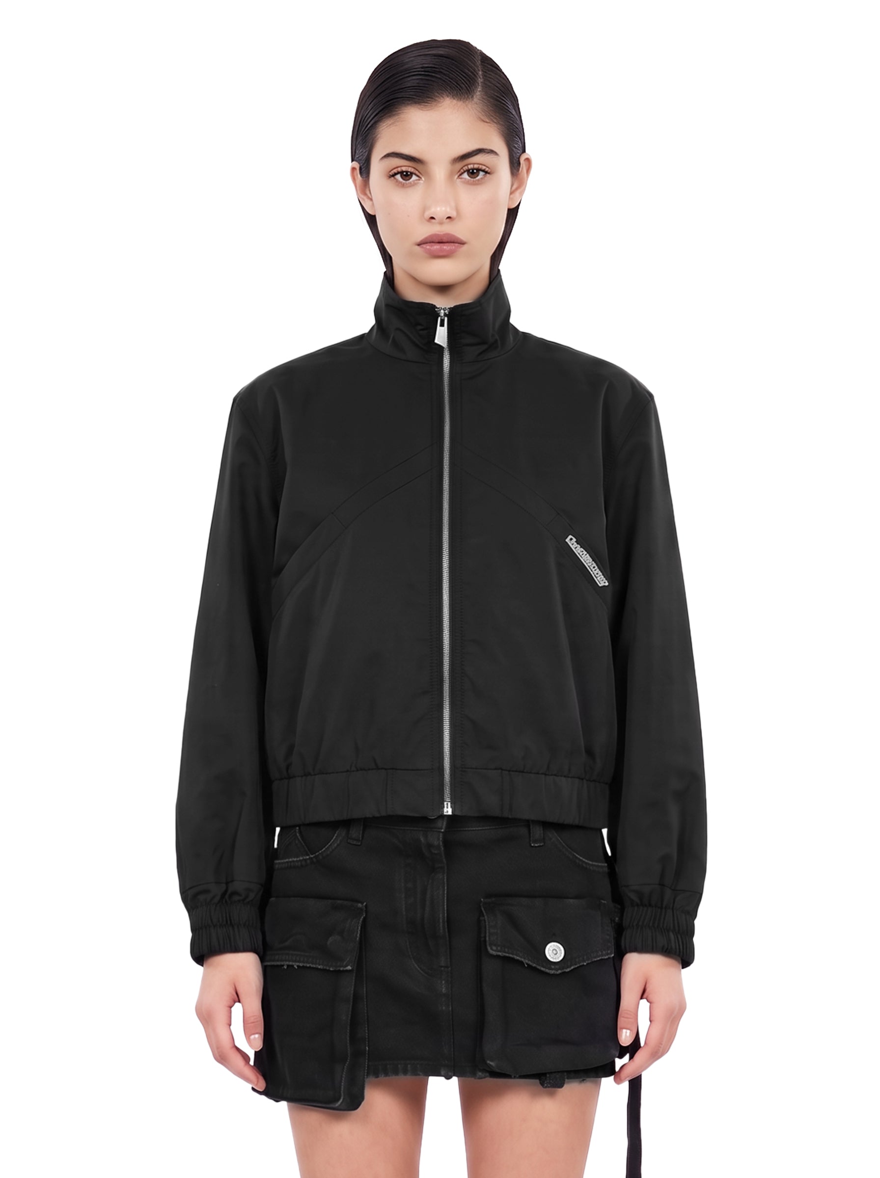 Bomber cotone in nylon nero 