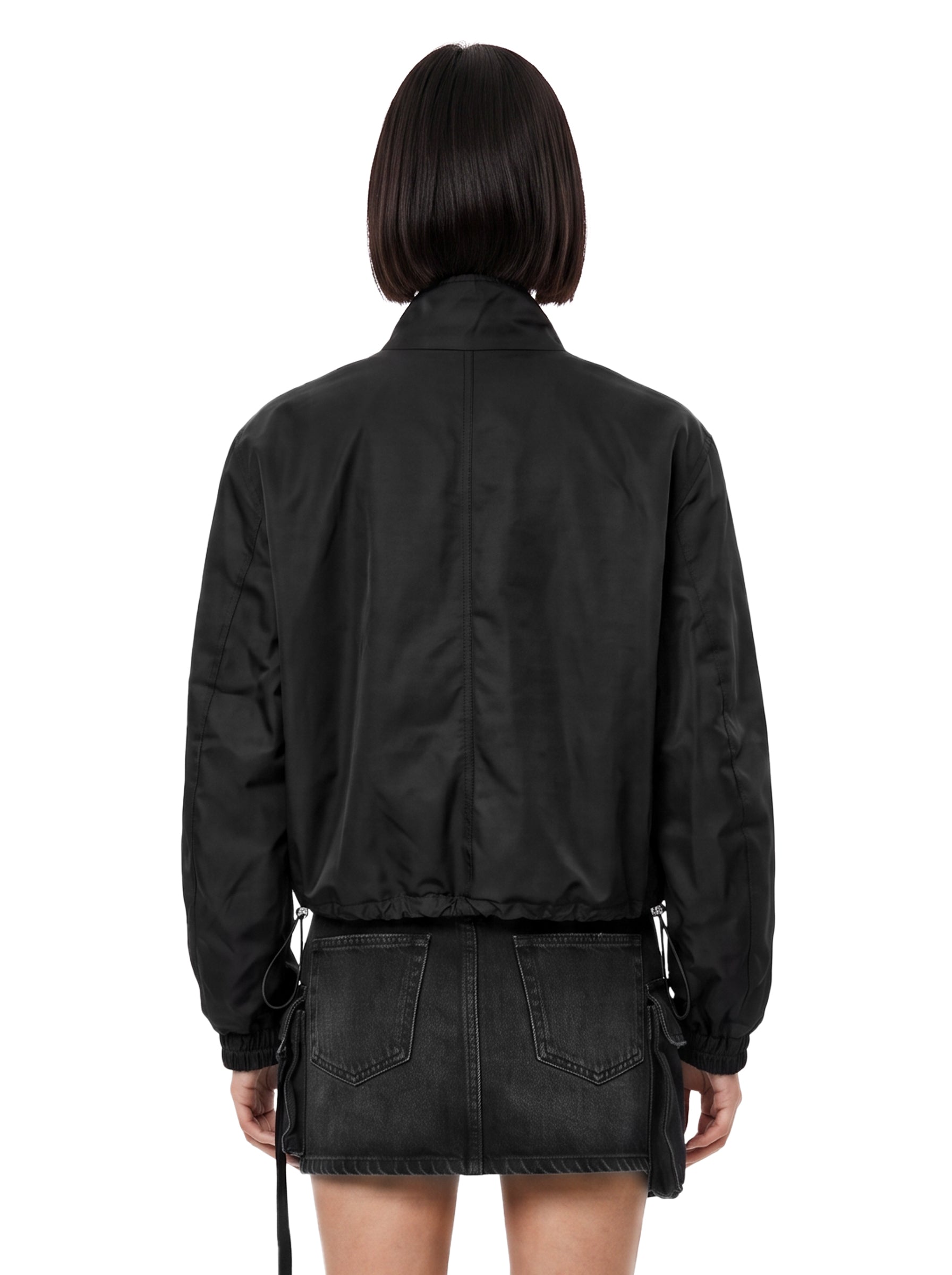 Bomber cotone in nylon nero 
