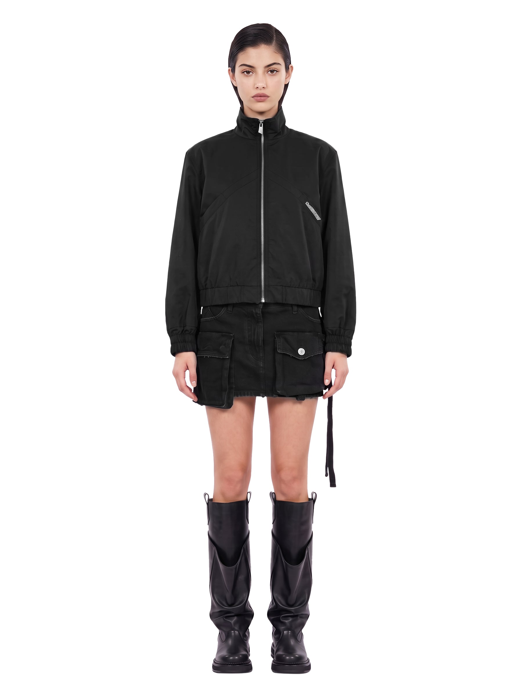 Bomber cotone in nylon nero 