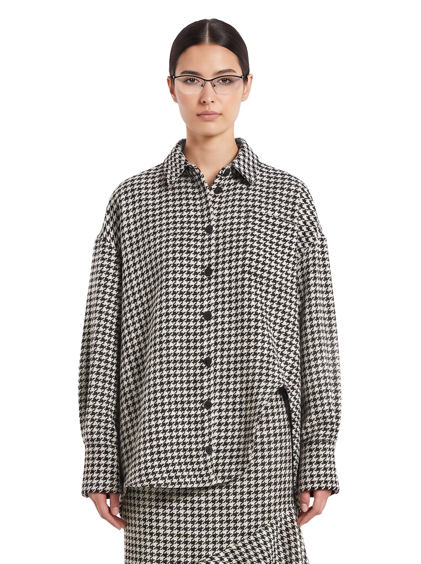 Camicia in pied-de-poule bianco e nero 