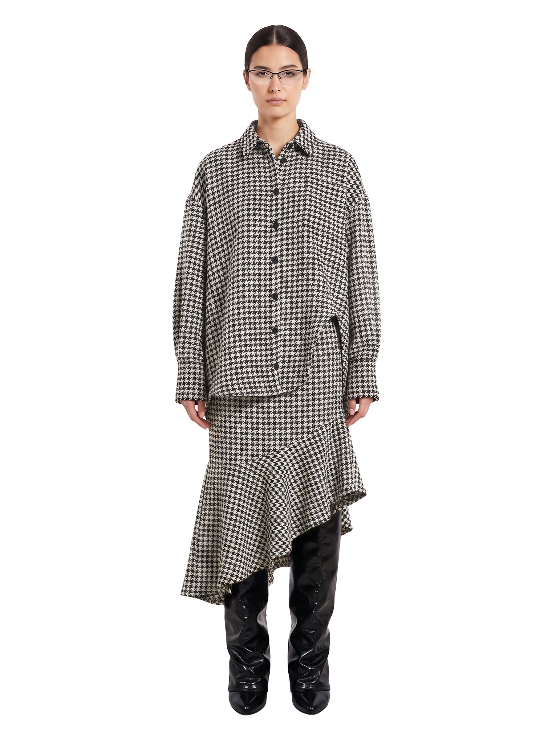 Camicia in pied-de-poule bianco e nero 