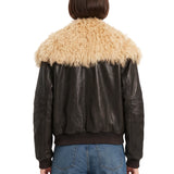 Bomber in pelle lucida marrone 