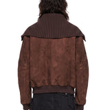 Bomber con tasche in suede in marrone 