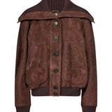 Bomber con tasche in suede in marrone 