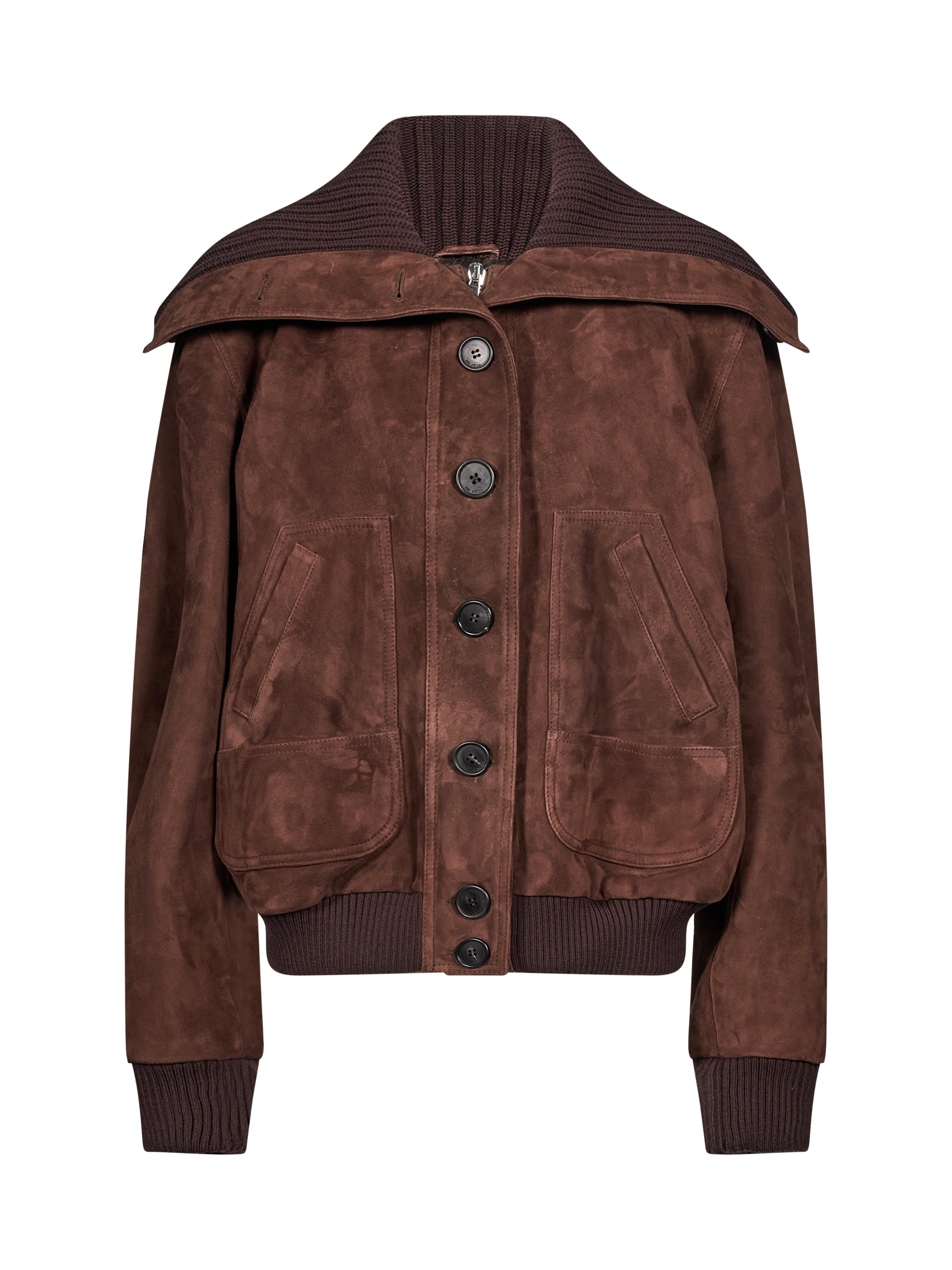 Bomber con tasche in suede in marrone 