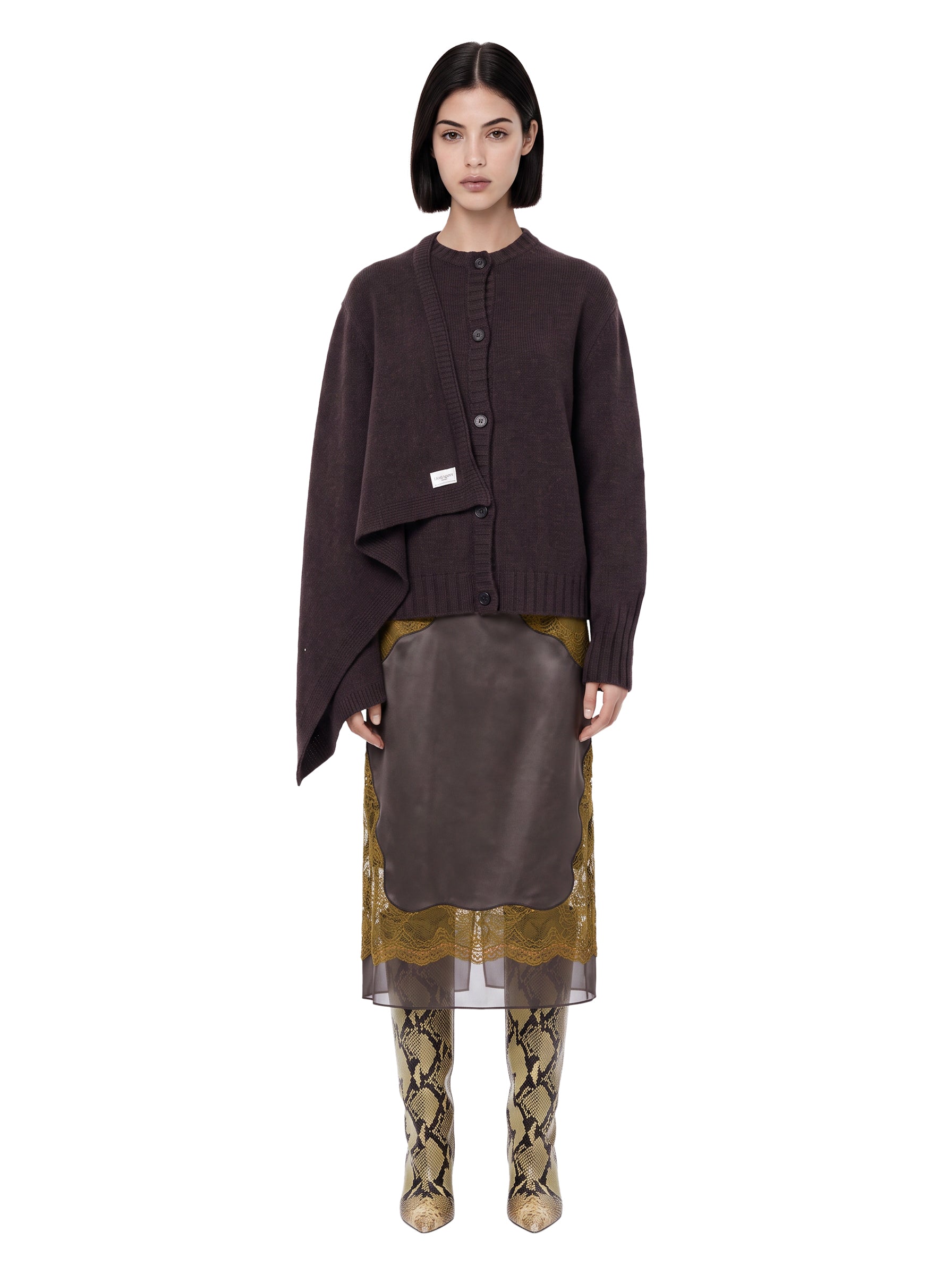 Cardigan in cashmere marrone 