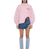 Felpa con logo in rosa 