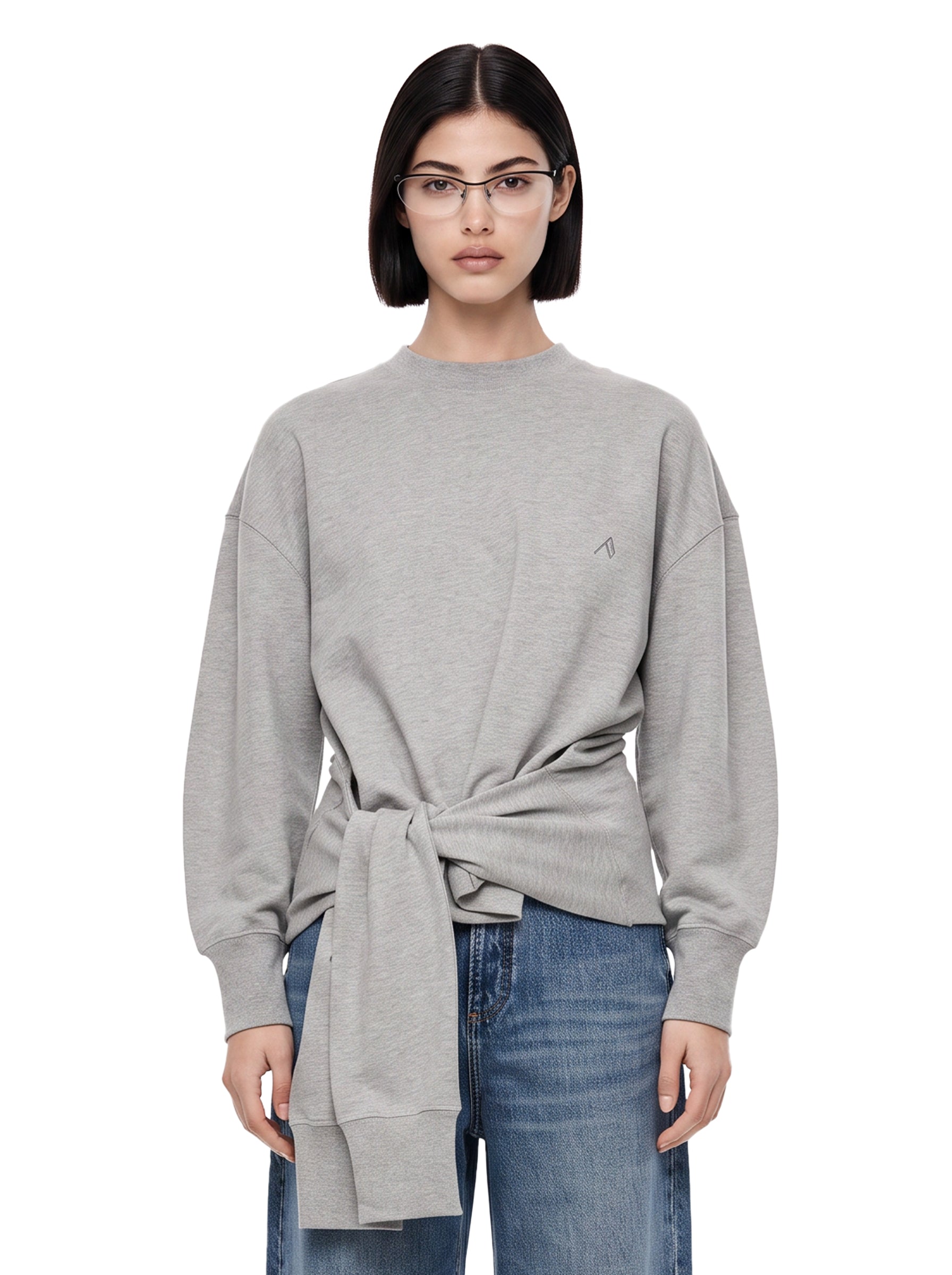 Felpa con nodo in grigio 