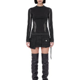 Top jersey in tulle nero 