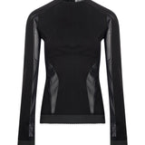 Top jersey in tulle nero 