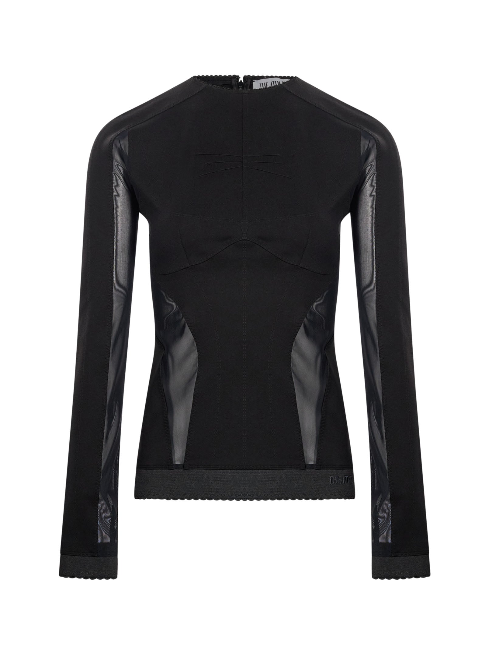 Top jersey in tulle nero 