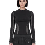 Top jersey in tulle nero 