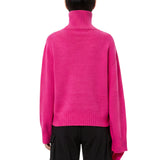 Maglione con sciarpa in fucsia 