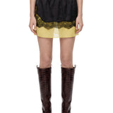Mini gonna pizzo in satin nero 