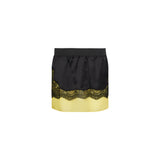 Mini gonna pizzo in satin nero 