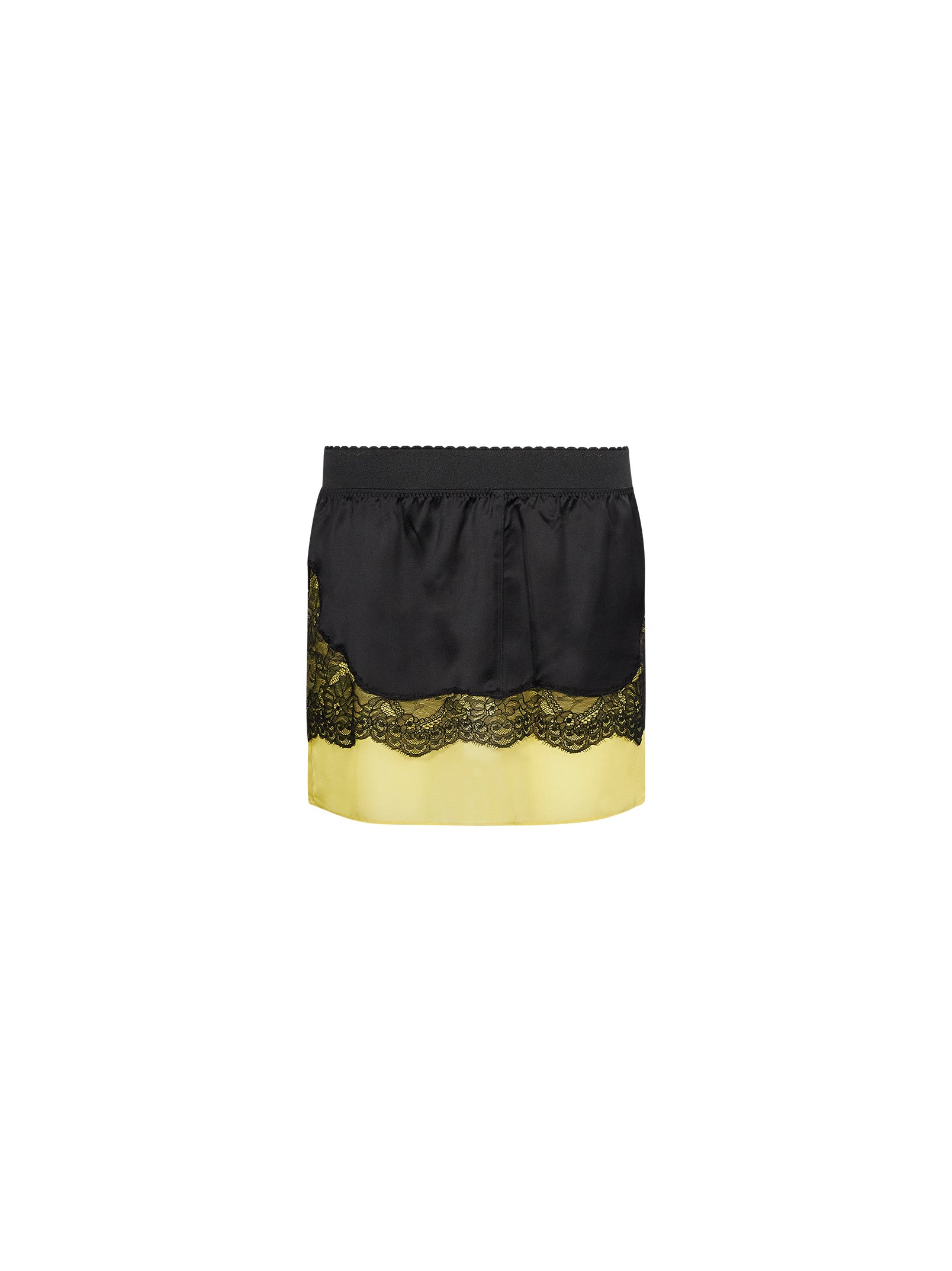 Mini gonna pizzo in satin nero 