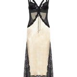 Abito midi pizzo in bianco e nero 