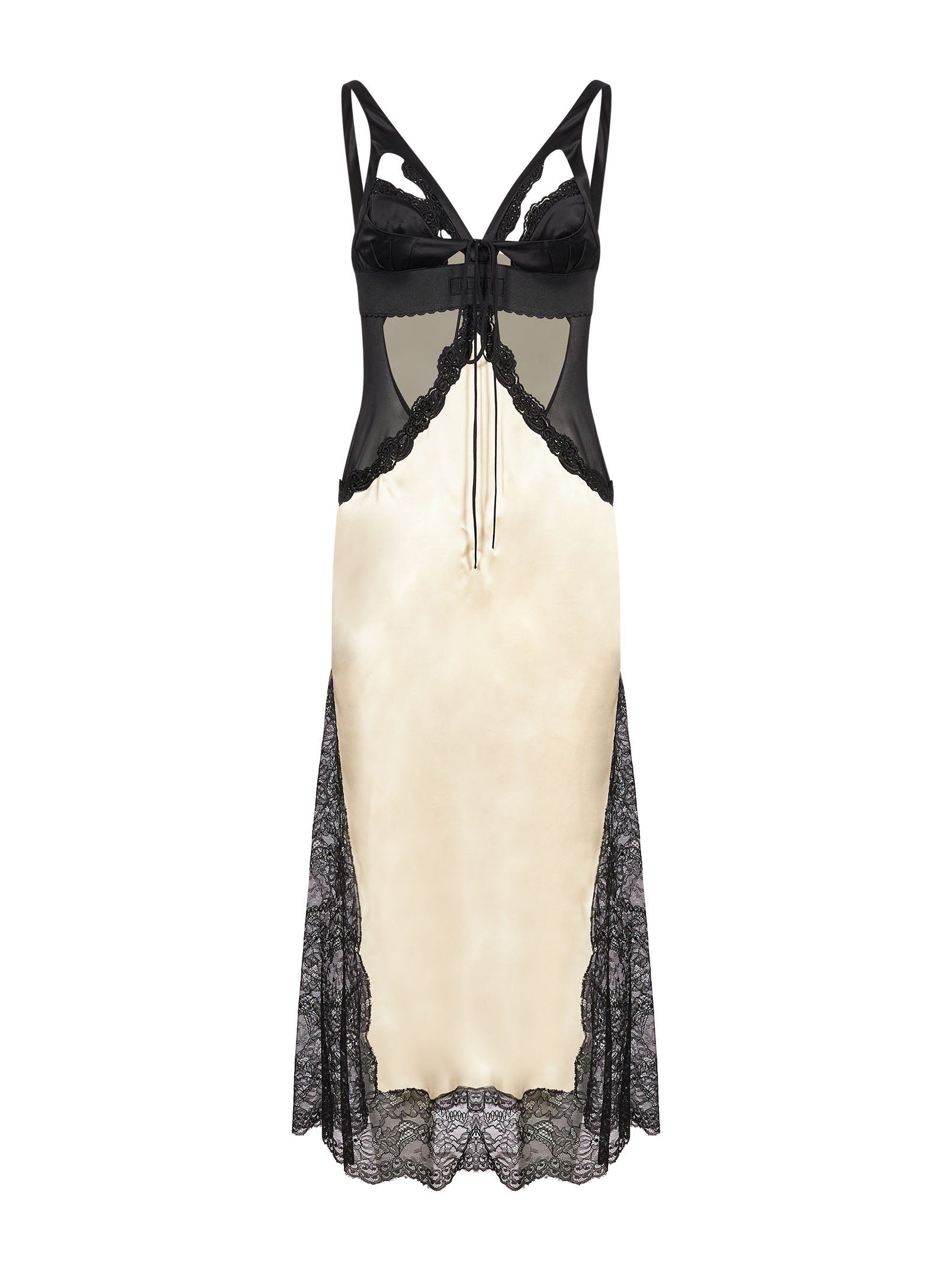 Abito midi pizzo in bianco e nero 