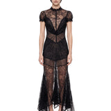Abito midi in pizzo nero 