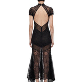 Abito midi in pizzo nero 