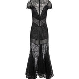 Abito midi in pizzo nero 